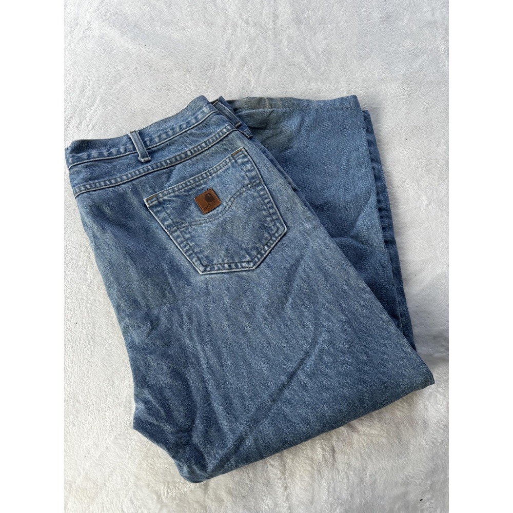 Carhartt Jeans Mens 42x30 Blue B18 Traditional Fit Denim Straight Leg Workwear
